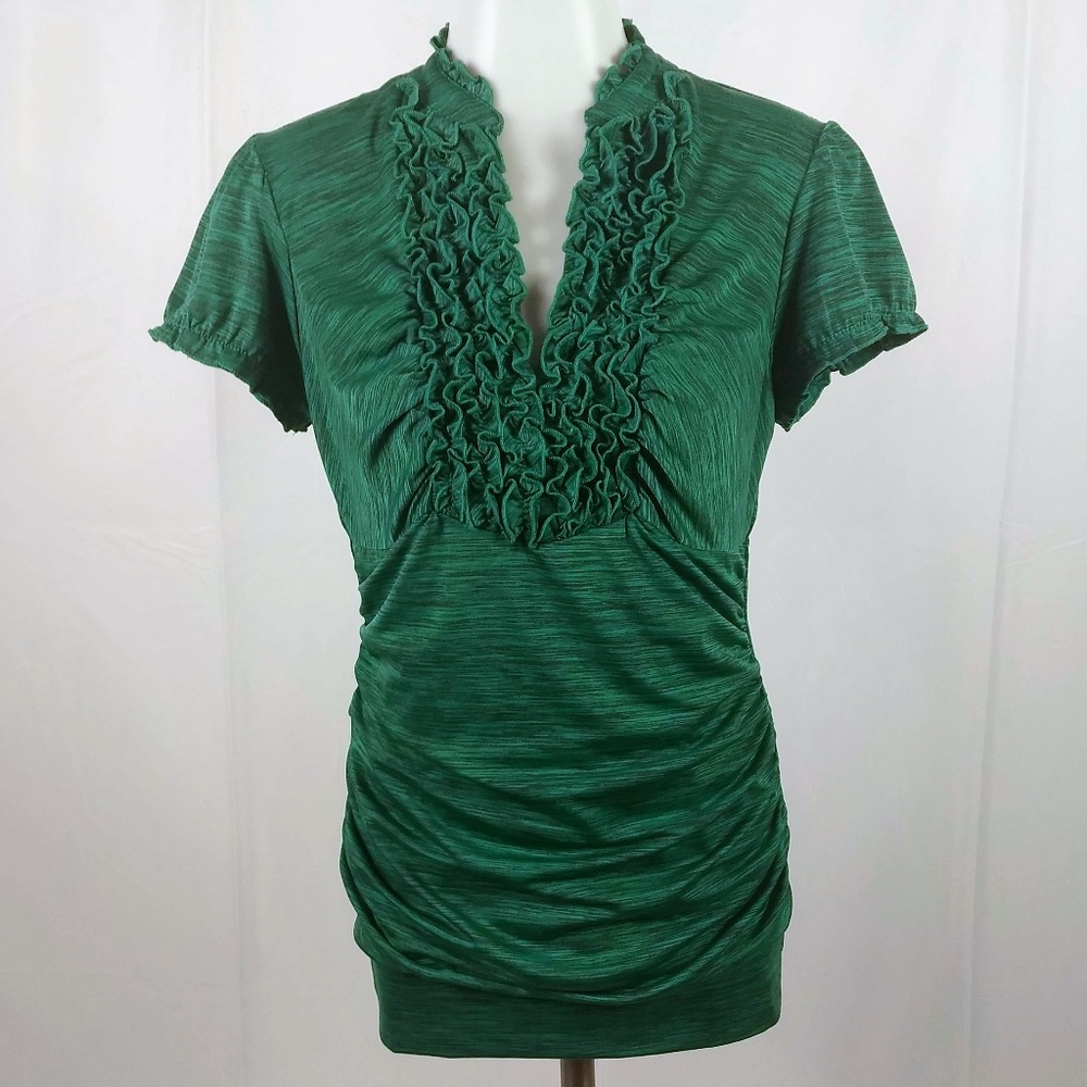 Maurices Size Medium Green Stretchy Blouse Top